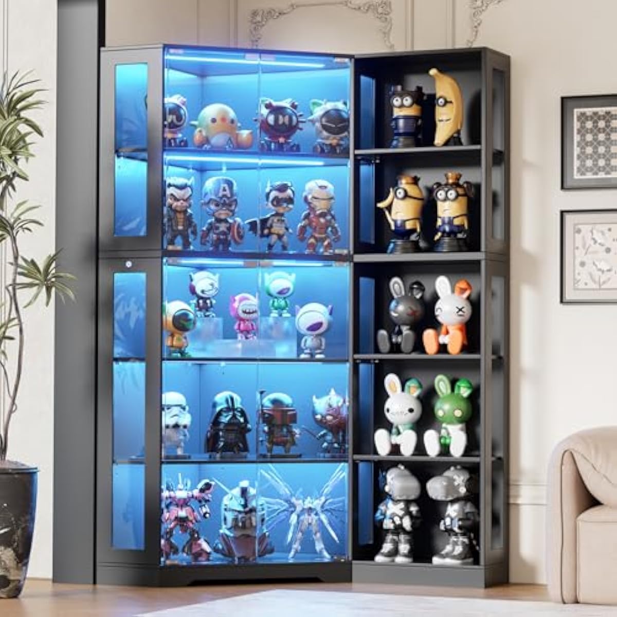 Lighting - Lemari Pajangan dengan Pintu Kaca Tempered,
