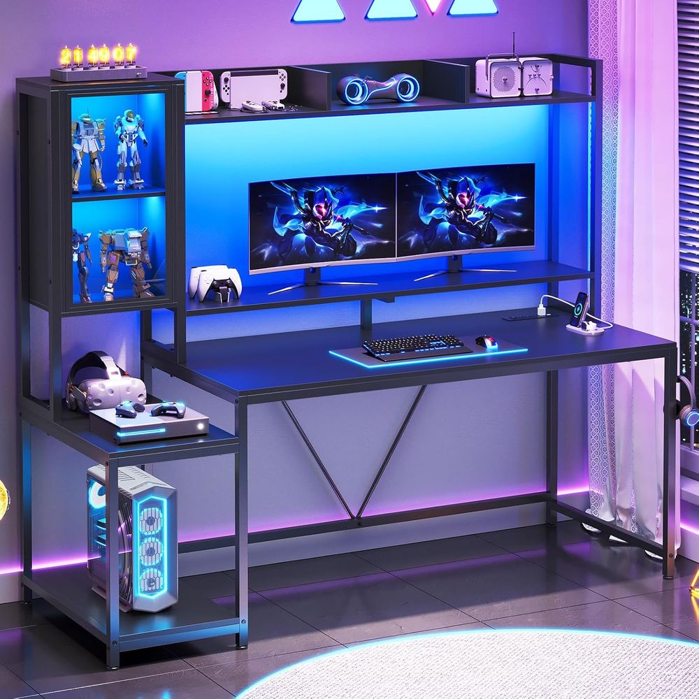 Storage & Organization - Meja Gaming 60'' dengan Penyimpanan, Rak,