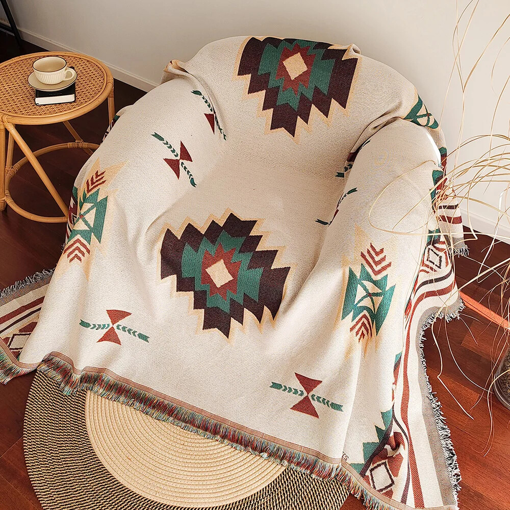 Selimut Boho Aztec Ukuran Besa - Boho Throw Blanket Fringe ulasan dan harga