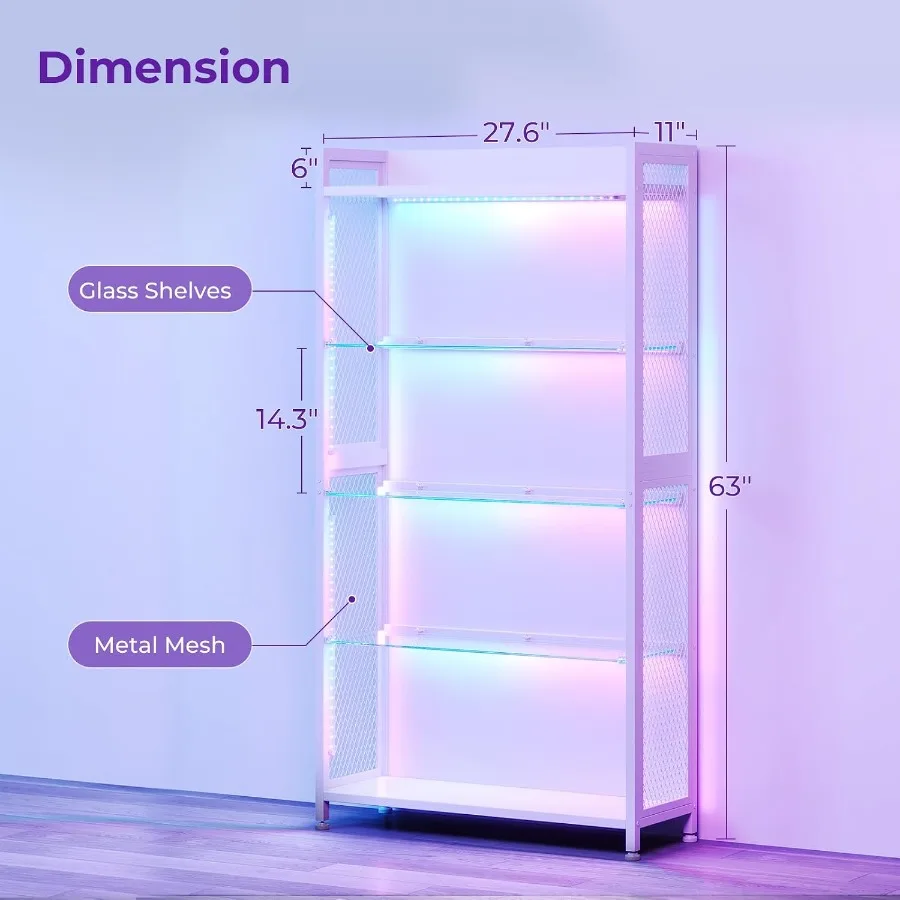 Lemari pajangan dengan rak kac - Lighting ulasan dan harga